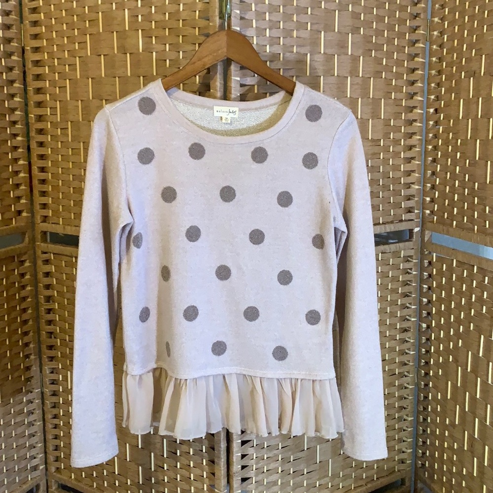 Maison Jules Pink Polka Dot Sweater